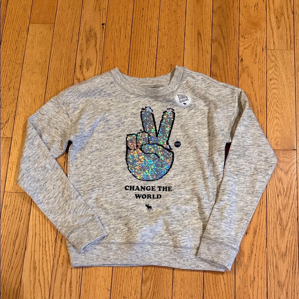 Abercrombie Kids Gray Sweatshirt with sequenced design